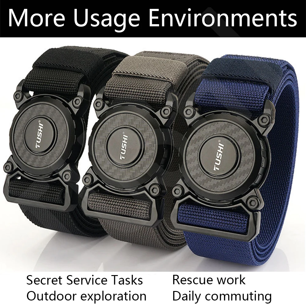 TUSHI Genuine Tactical Belt Quick Release Outdoor Military Belt Soft Real Nylon Sports Accessories Men and Women Black Belt