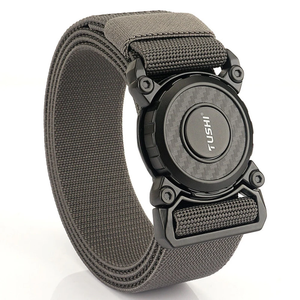 TUSHI Genuine Tactical Belt Quick Release Outdoor Military Belt Soft Real Nylon Sports Accessories Men and Women Black Belt