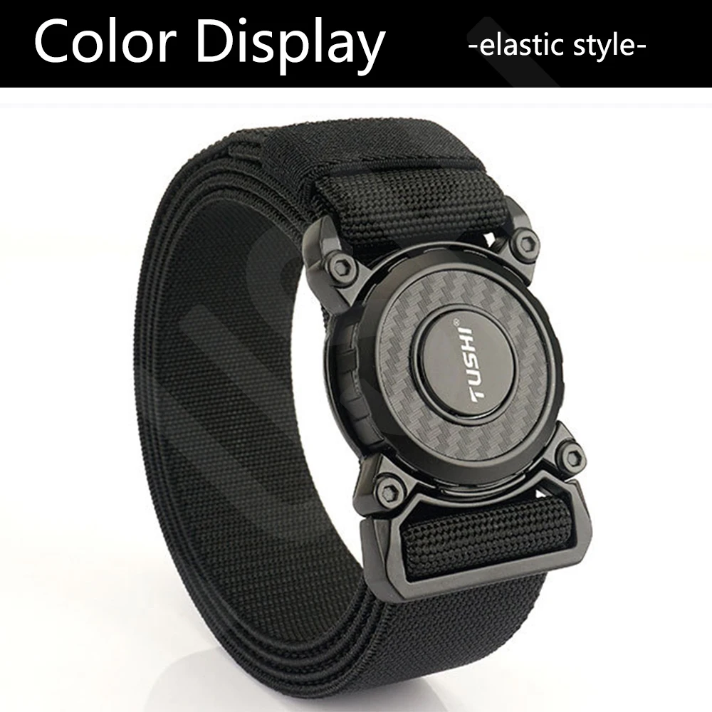 TUSHI Genuine Tactical Belt Quick Release Outdoor Military Belt Soft Real Nylon Sports Accessories Men and Women Black Belt