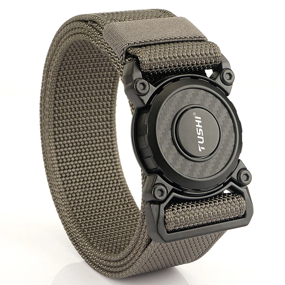 TUSHI Genuine Tactical Belt Quick Release Outdoor Military Belt Soft Real Nylon Sports Accessories Men and Women Black Belt