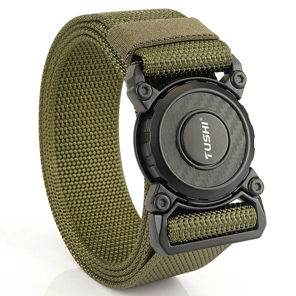 TUSHI Genuine Tactical Belt Quick Release Outdoor Military Belt Soft Real Nylon Sports Accessories Men and Women Black Belt