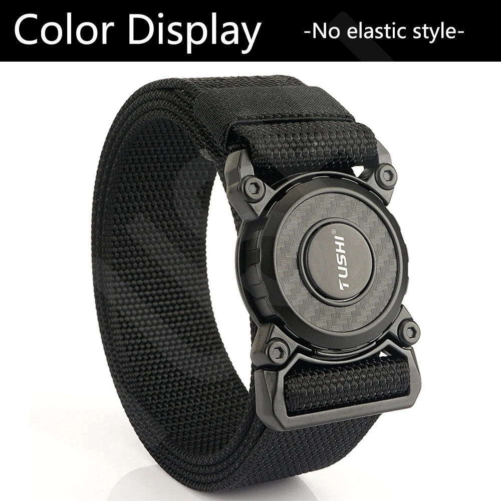 TUSHI Genuine Tactical Belt Quick Release Outdoor Military Belt Soft Real Nylon Sports Accessories Men and Women Black Belt