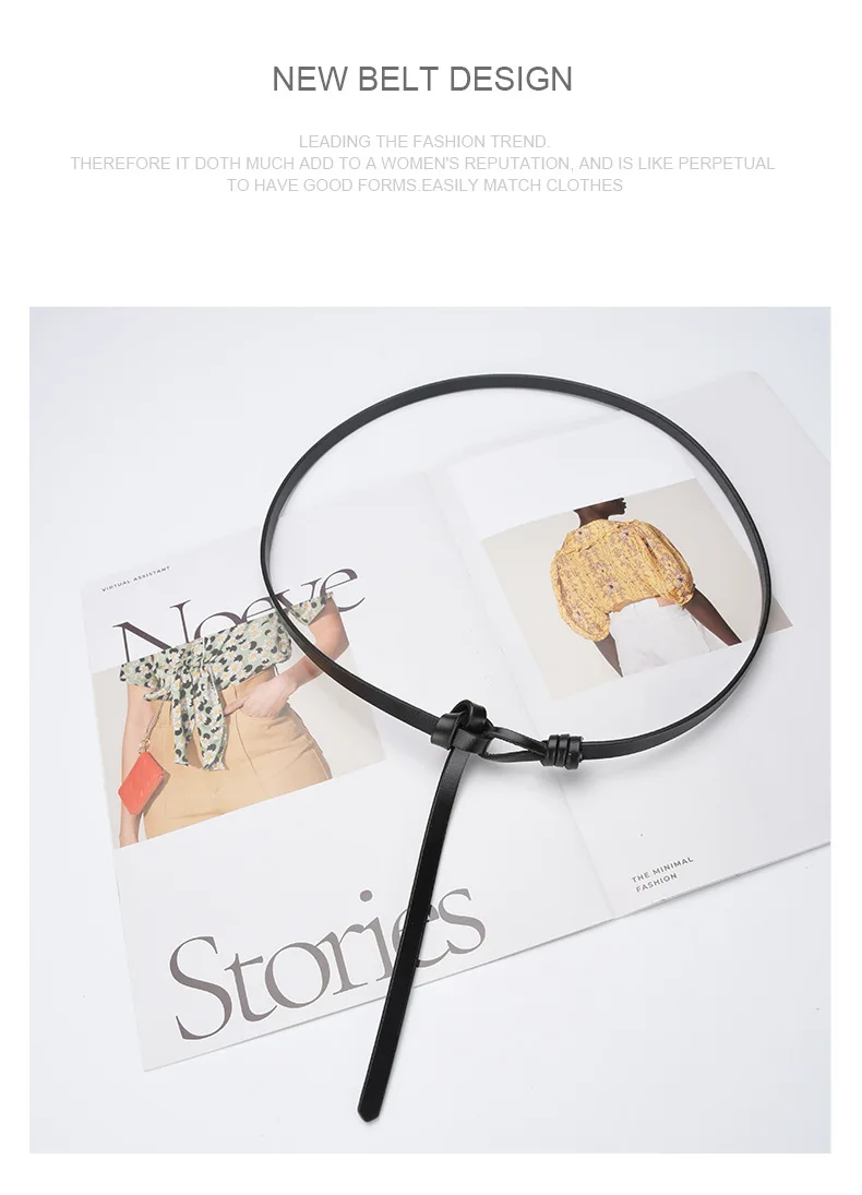 1cm High Quality Real Cowskin Leather Belt Fashion Knot Buckle Retro Ladies Thin Belts for Women Wild Jumpsuit Ladies Ceinture
