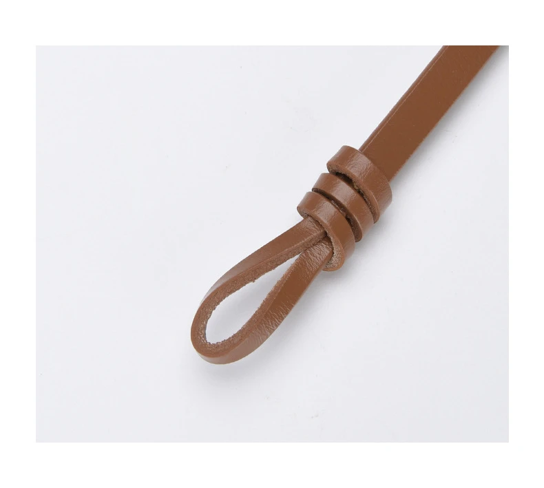 1cm High Quality Real Cowskin Leather Belt Fashion Knot Buckle Retro Ladies Thin Belts for Women Wild Jumpsuit Ladies Ceinture