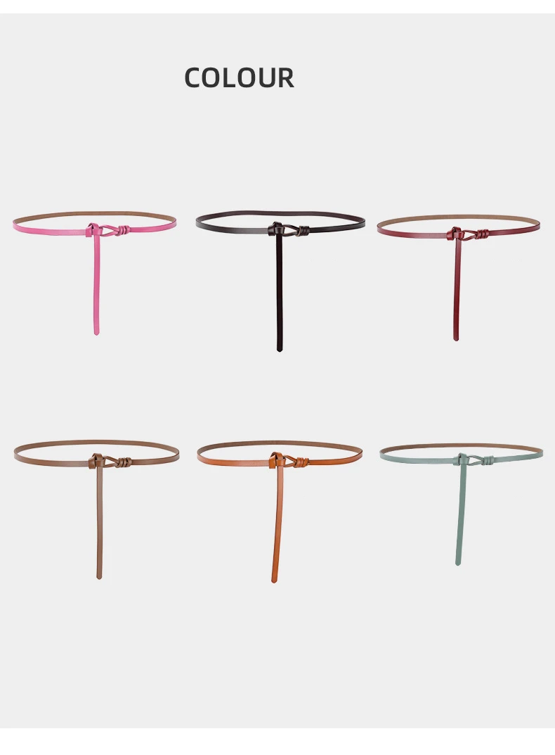1cm High Quality Real Cowskin Leather Belt Fashion Knot Buckle Retro Ladies Thin Belts for Women Wild Jumpsuit Ladies Ceinture