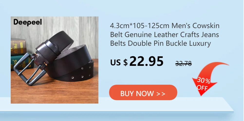 Deepeel 38/43mm Fashion Perforated Belt Genuine Leather Belts for Men High Quality Vintage Pin Buckle Jeans Waistband Accessory