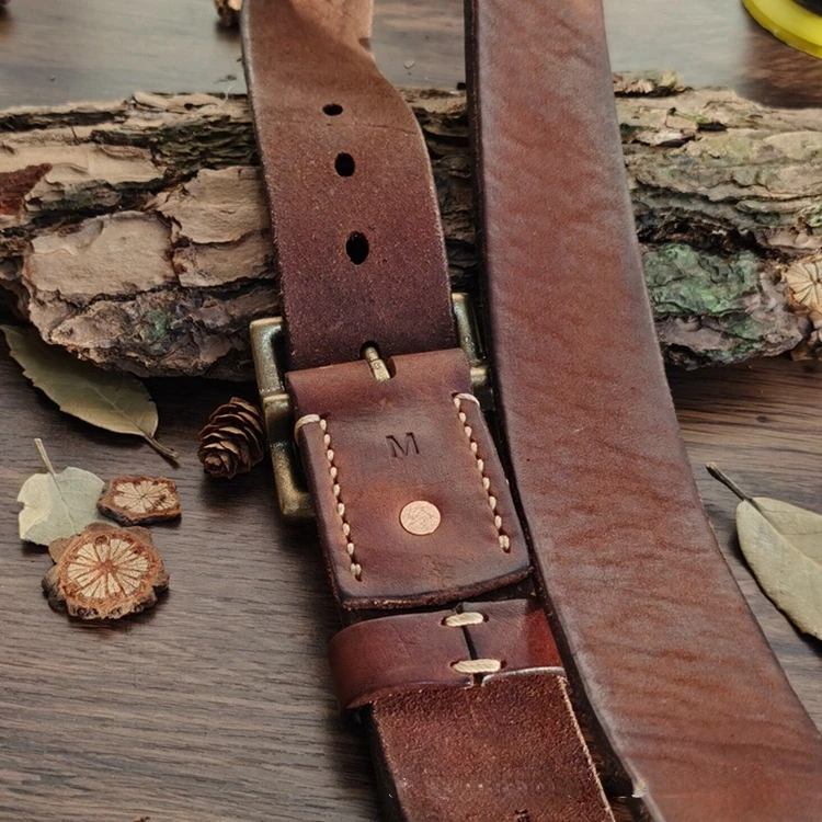Deepeel 38/43mm Fashion Perforated Belt Genuine Leather Belts for Men High Quality Vintage Pin Buckle Jeans Waistband Accessory