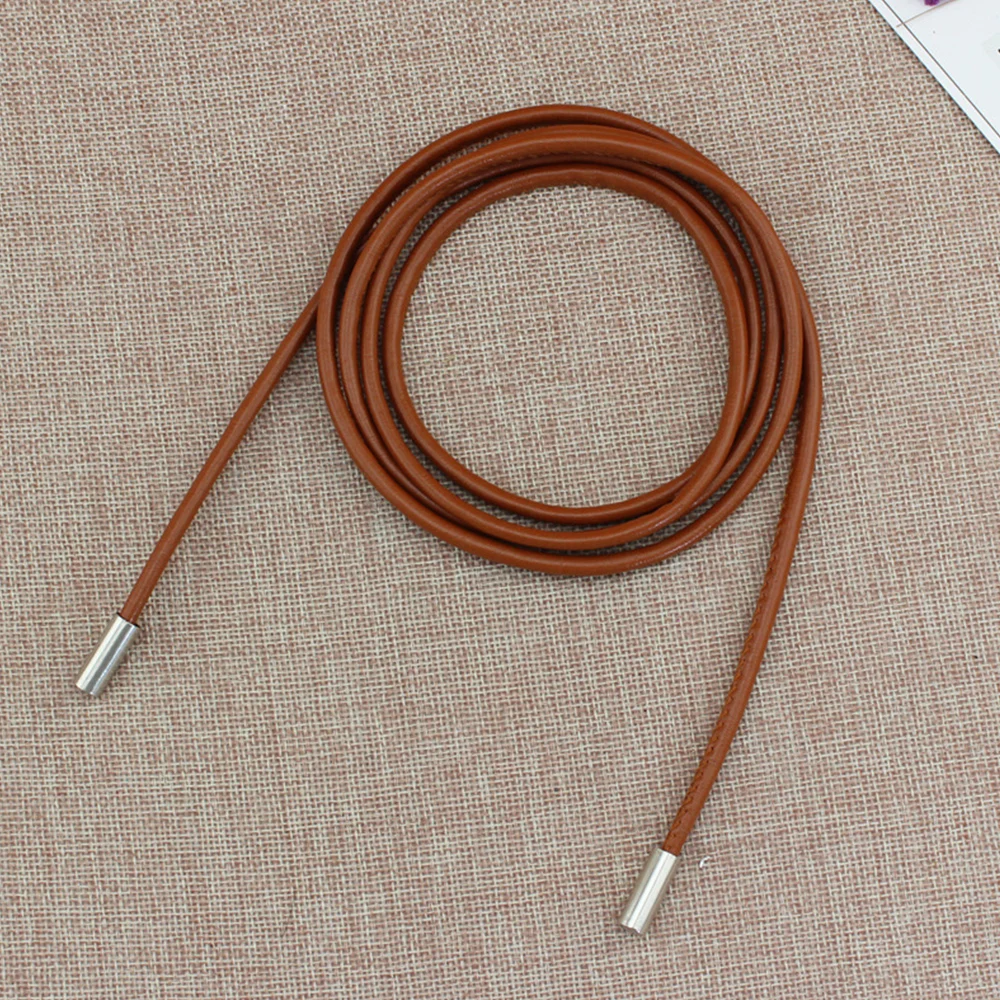 Faux Leather Slim Belt Knotted Waist Belt Solid Color Thin Waist Chain Long Waist Rope Dresses String Vintage DIY Waistband 벨트
