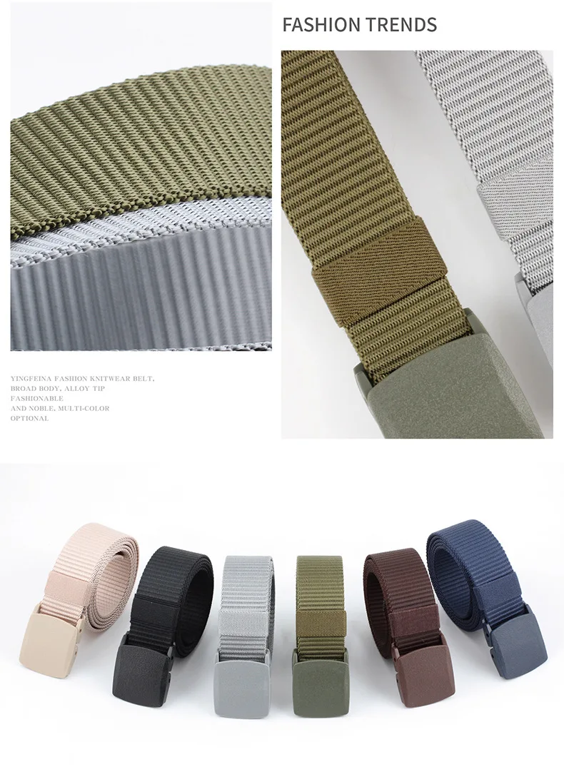 3.8x125cm Black Grey Navy Green Nylon Canvas Belt With Plastic Buckle For Men And Women Outdoor Working Tactical Waistband