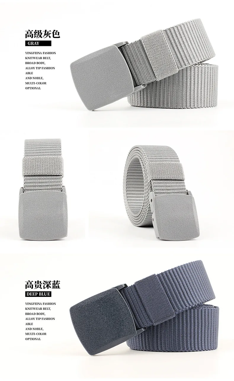 3.8x125cm Black Grey Navy Green Nylon Canvas Belt With Plastic Buckle For Men And Women Outdoor Working Tactical Waistband