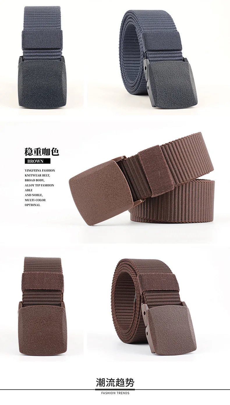 3.8x125cm Black Grey Navy Green Nylon Canvas Belt With Plastic Buckle For Men And Women Outdoor Working Tactical Waistband