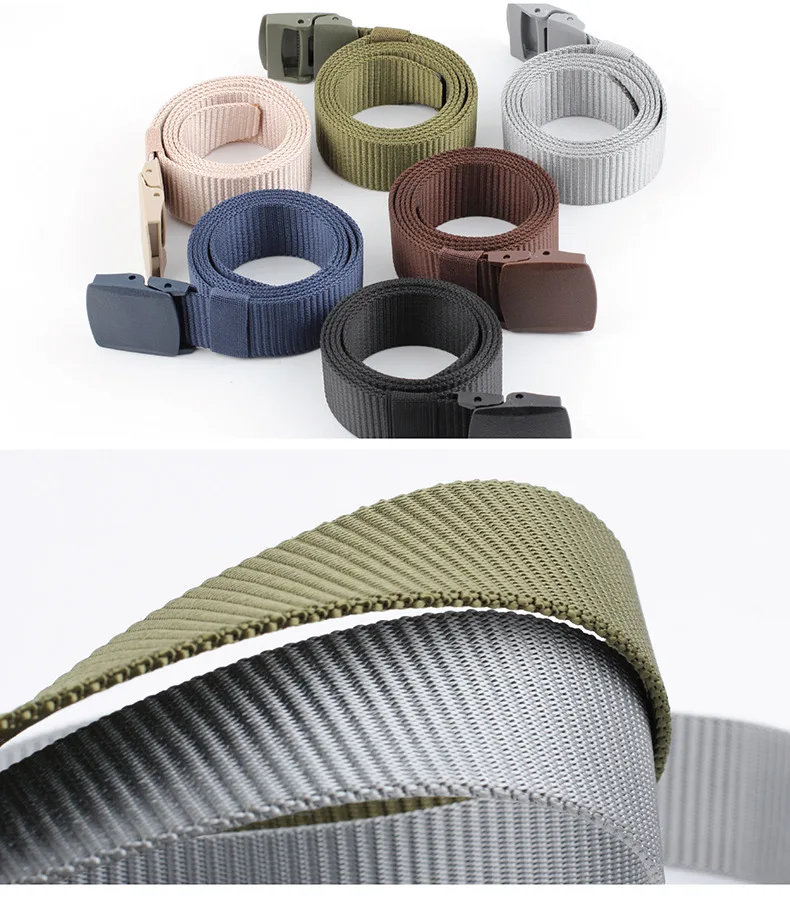 3.8x125cm Black Grey Navy Green Nylon Canvas Belt With Plastic Buckle For Men And Women Outdoor Working Tactical Waistband