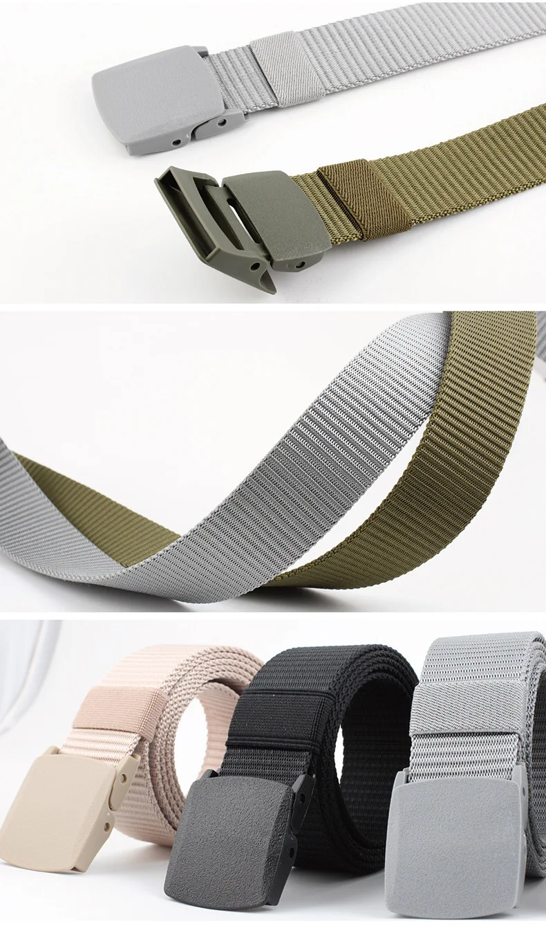 3.8x125cm Black Grey Navy Green Nylon Canvas Belt With Plastic Buckle For Men And Women Outdoor Working Tactical Waistband