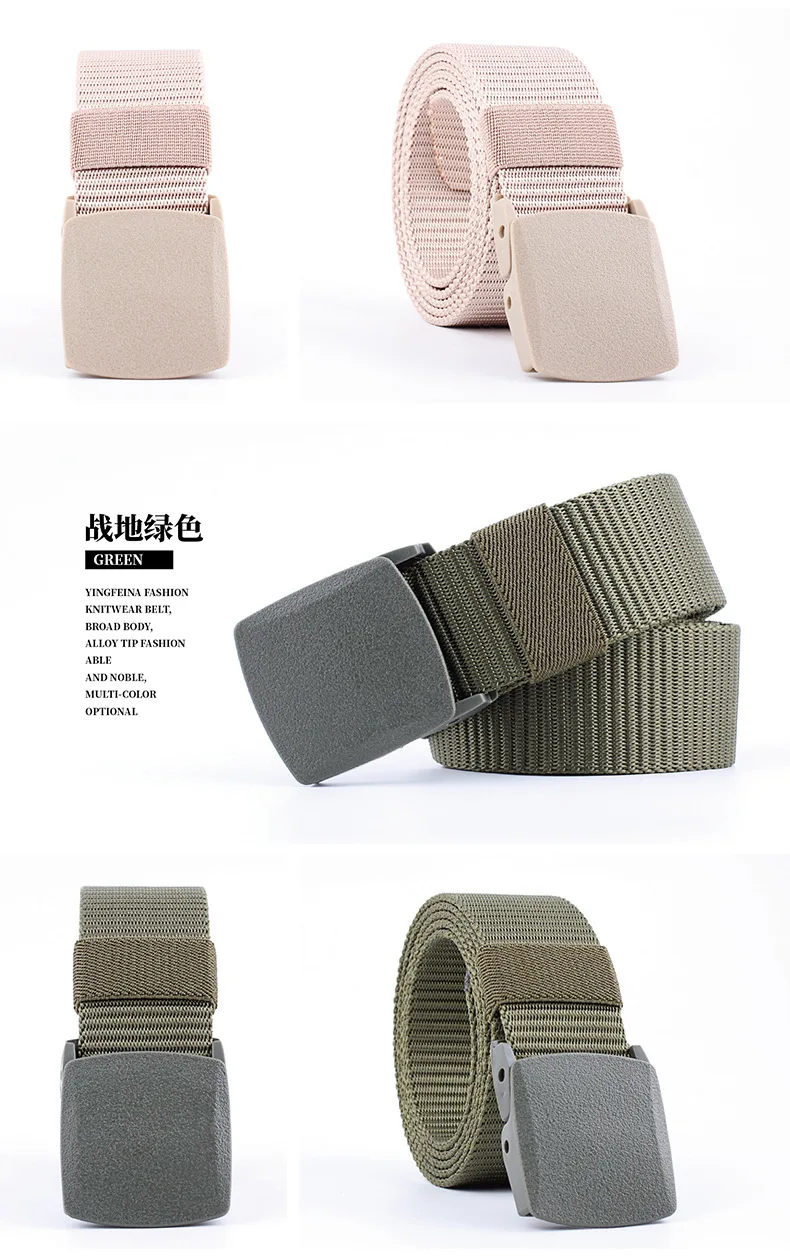 3.8x125cm Black Grey Navy Green Nylon Canvas Belt With Plastic Buckle For Men And Women Outdoor Working Tactical Waistband