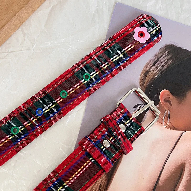 Women's Y2k Belt With Plaid Denim Jeans Decoration Dopamine Belt Accessories For American Hot Girl