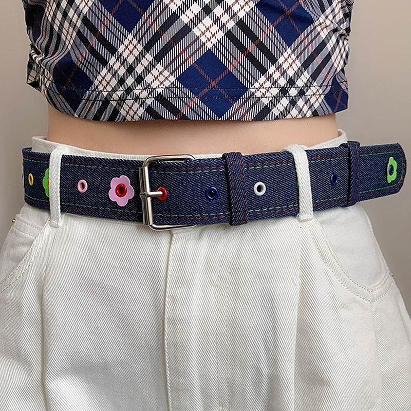 Women's Y2k Belt With Plaid Denim Jeans Decoration Dopamine Belt Accessories For American Hot Girl