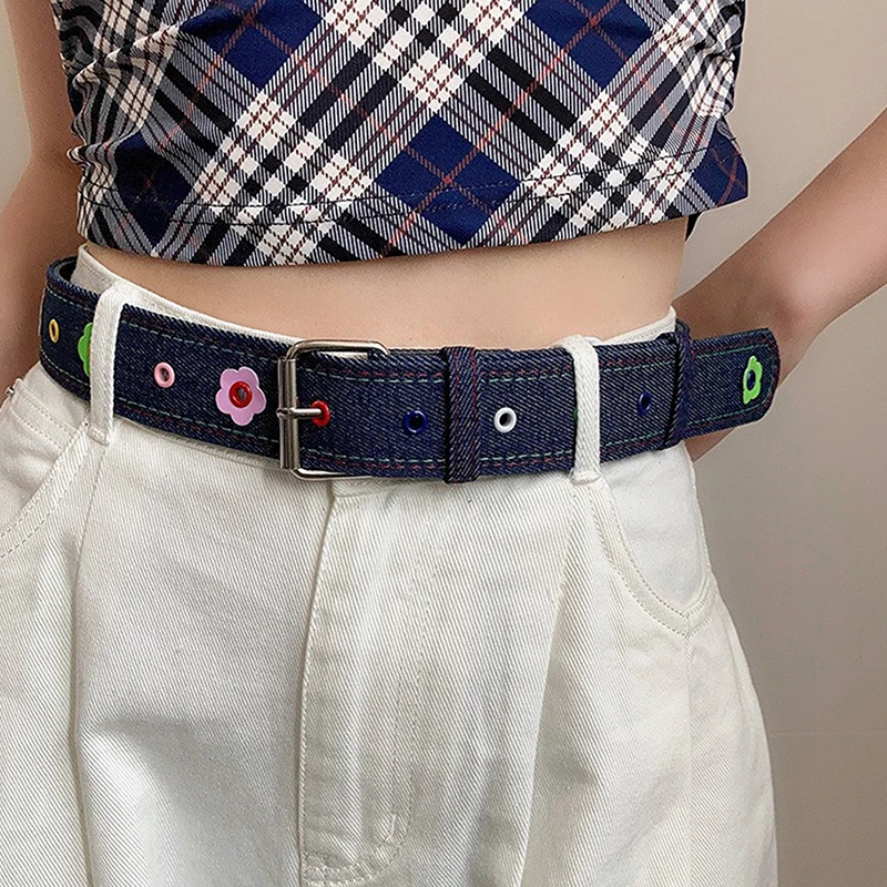 Women's Y2k Belt With Plaid Denim Jeans Decoration Dopamine Belt Accessories For American Hot Girl