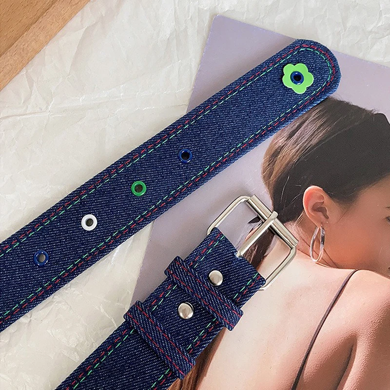 Women's Y2k Belt With Plaid Denim Jeans Decoration Dopamine Belt Accessories For American Hot Girl
