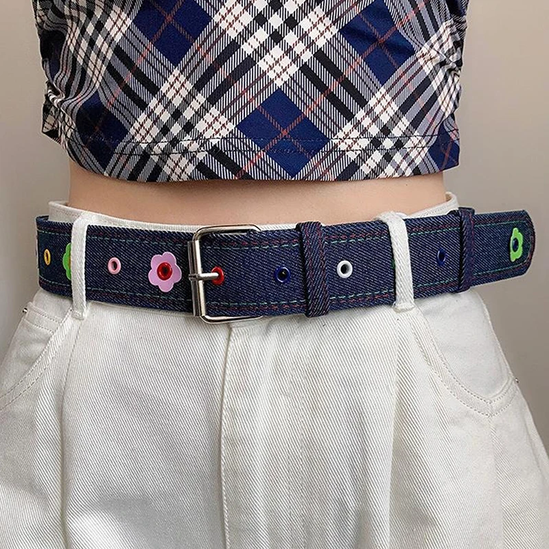 Women's Y2k Belt With Plaid Denim Jeans Decoration Dopamine Belt Accessories For American Hot Girl