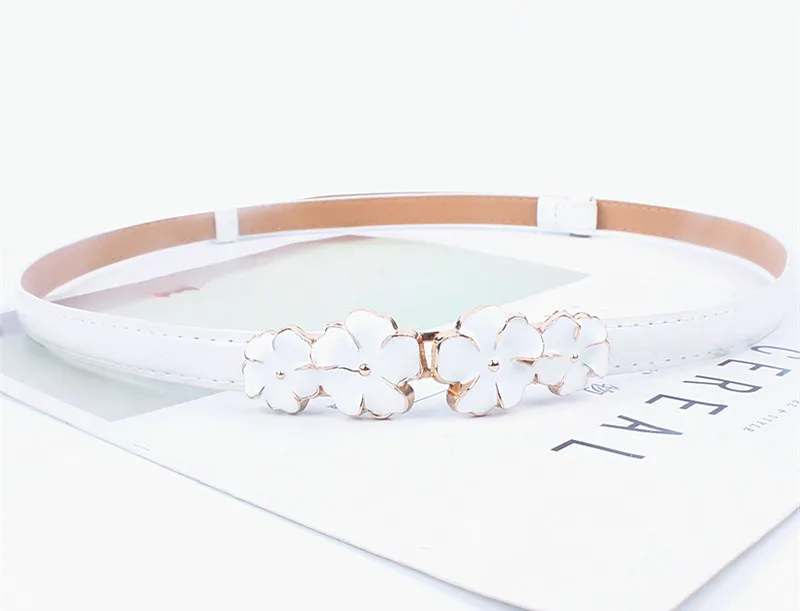 Adjustable Patent Women Waist Leather Belt Flower Girdle for Dresses Female Ladies Waistband Straps White Black