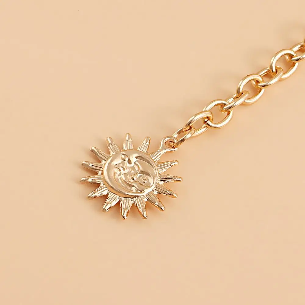 Fashion Sun Waistband for Women Girl Punk Hip Hop Waist Chain Vintage Metal Waist Chain for Dress Ladies Body Chain Belt Jewelry