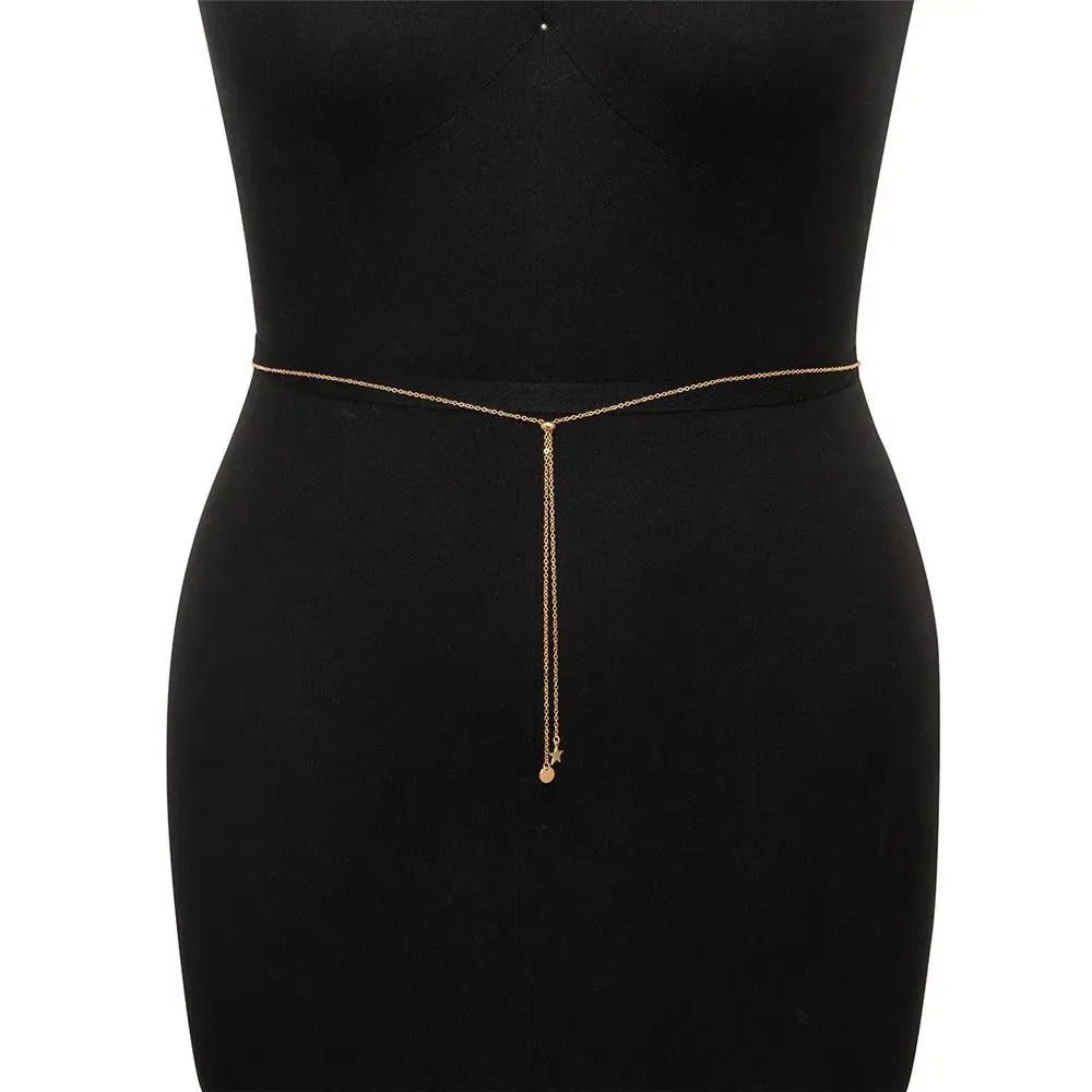 Fashion Sun Waistband for Women Girl Punk Hip Hop Waist Chain Vintage Metal Waist Chain for Dress Ladies Body Chain Belt Jewelry