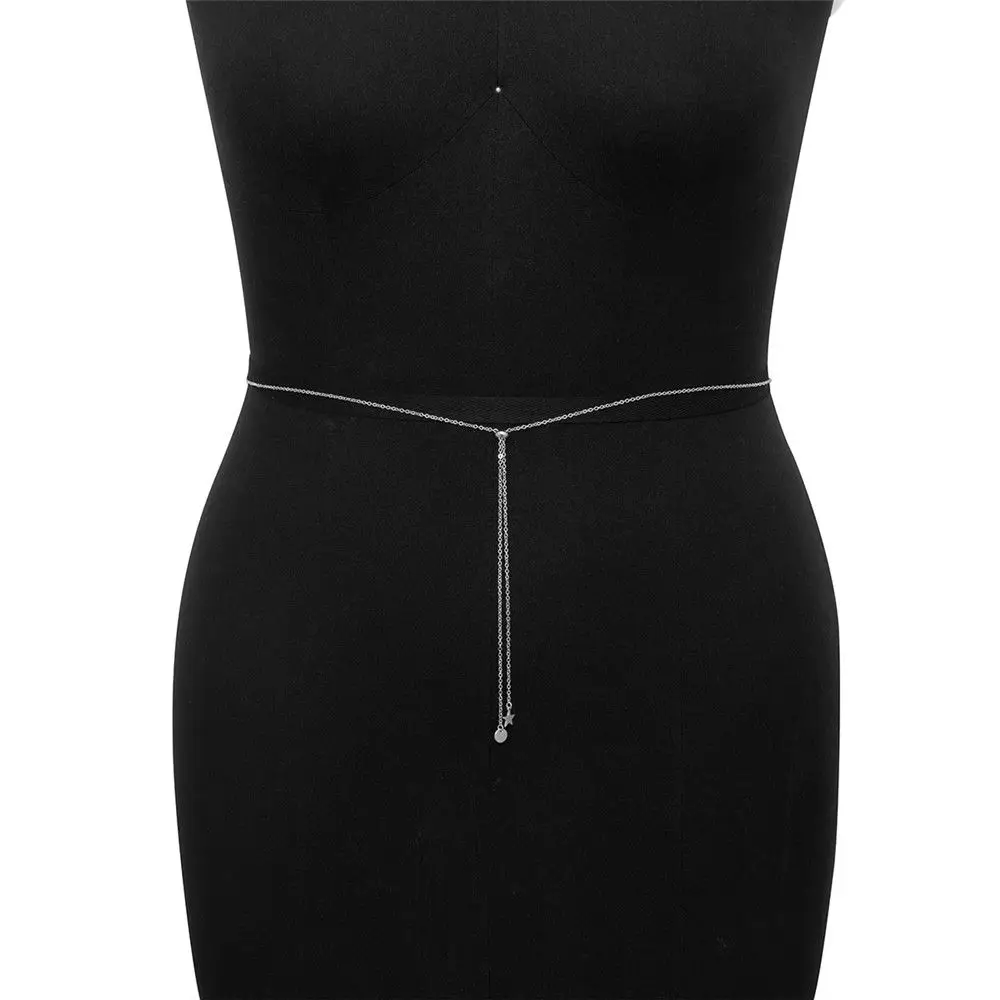 Fashion Sun Waistband for Women Girl Punk Hip Hop Waist Chain Vintage Metal Waist Chain for Dress Ladies Body Chain Belt Jewelry