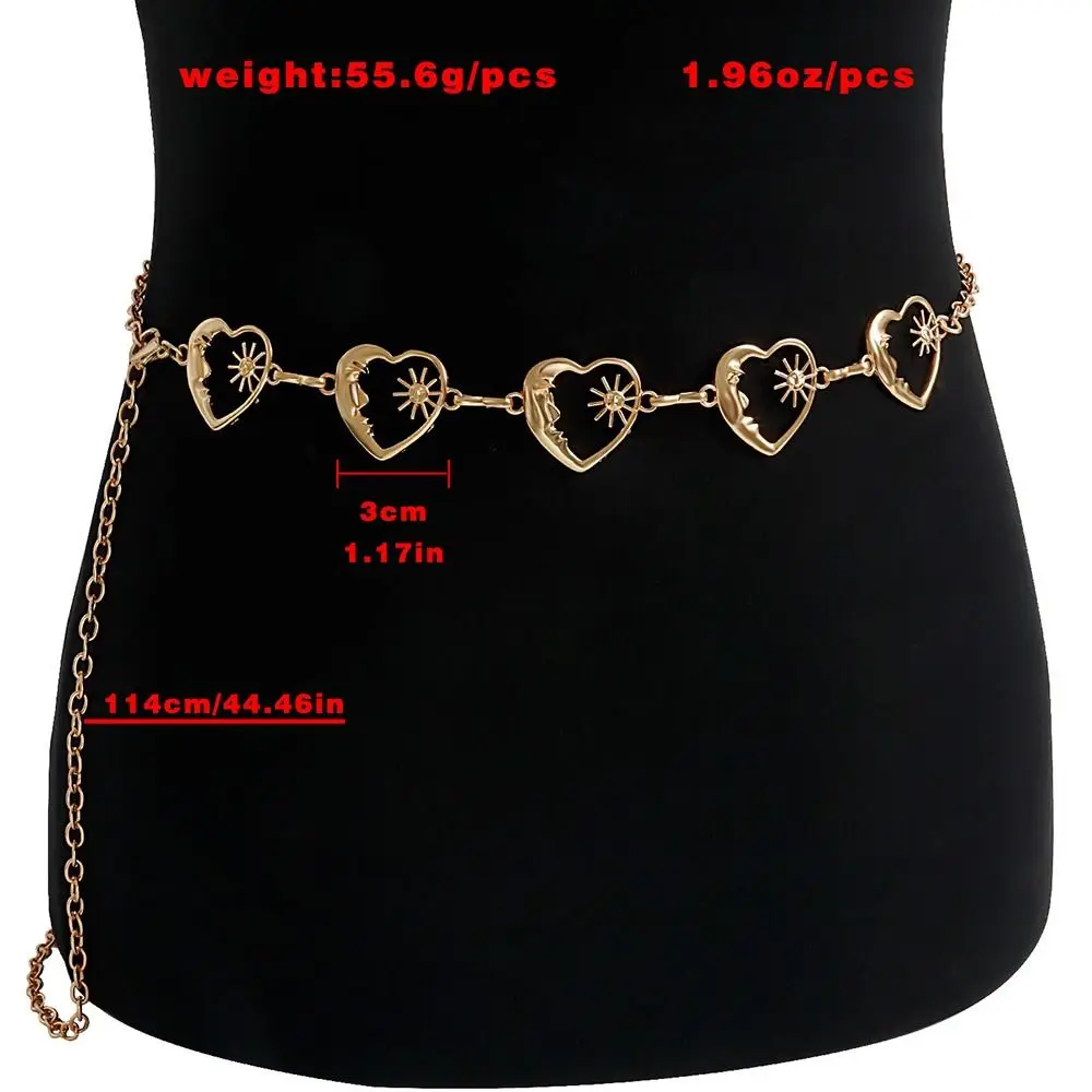 Fashion Sun Waistband for Women Girl Punk Hip Hop Waist Chain Vintage Metal Waist Chain for Dress Ladies Body Chain Belt Jewelry