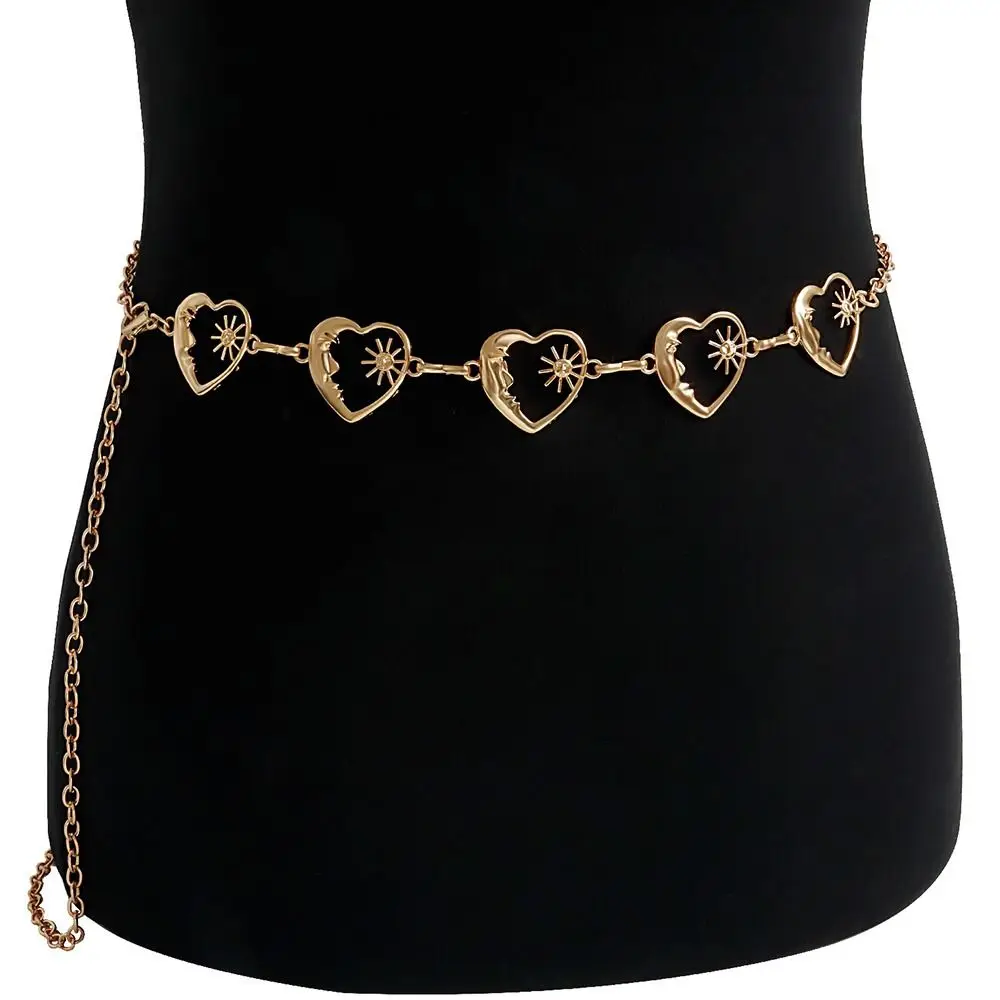 Fashion Sun Waistband for Women Girl Punk Hip Hop Waist Chain Vintage Metal Waist Chain for Dress Ladies Body Chain Belt Jewelry