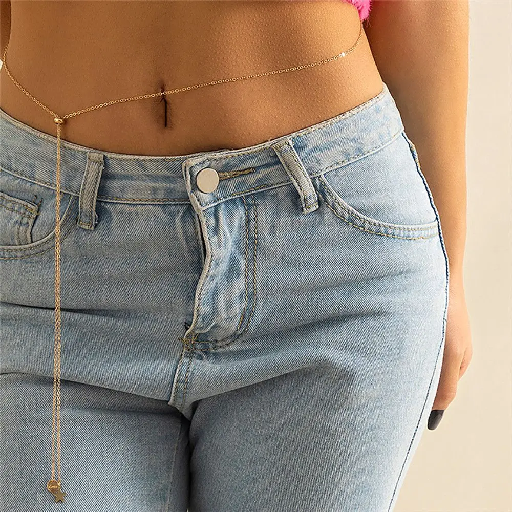 Fashion Sun Waistband for Women Girl Punk Hip Hop Waist Chain Vintage Metal Waist Chain for Dress Ladies Body Chain Belt Jewelry