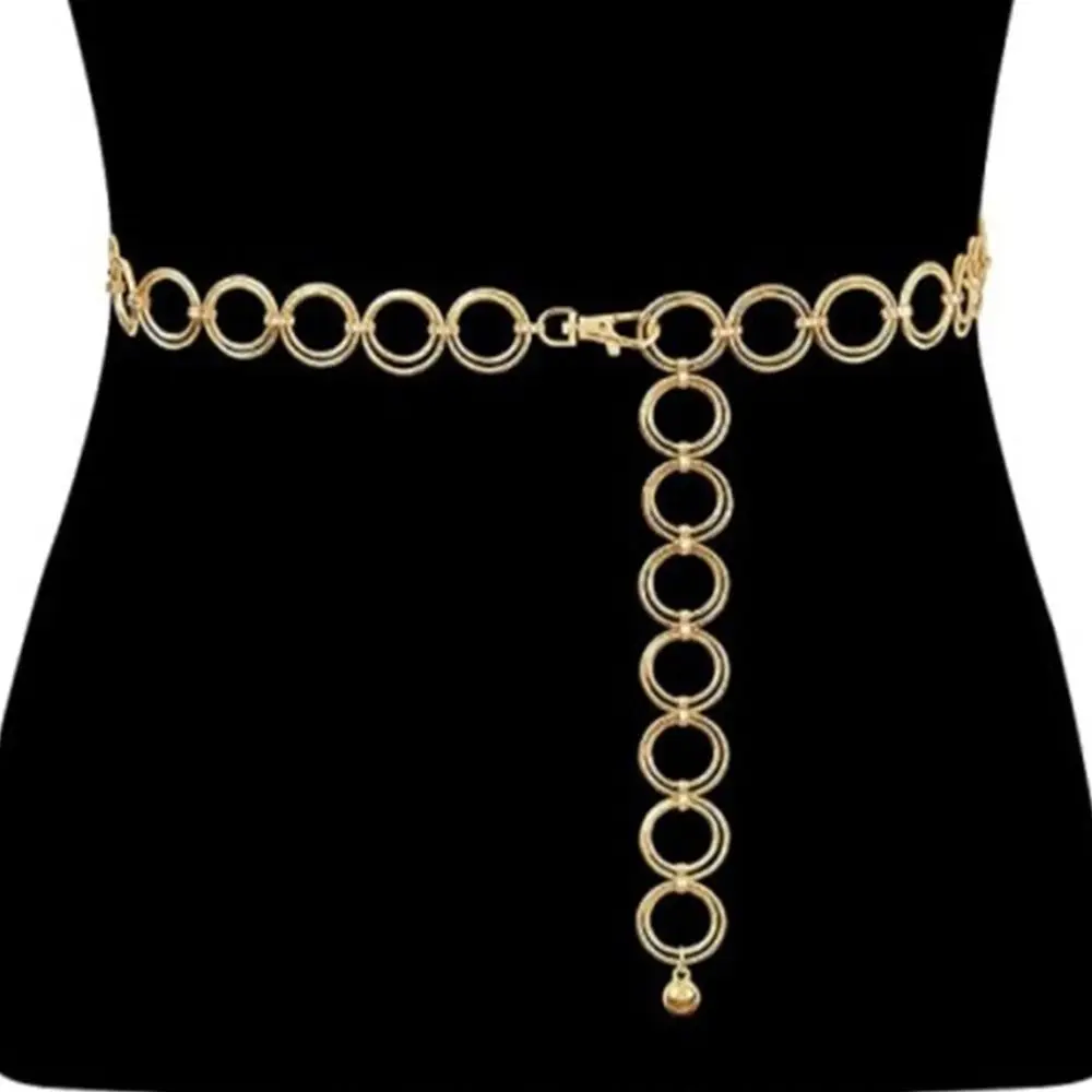Fashion Sun Waistband for Women Girl Punk Hip Hop Waist Chain Vintage Metal Waist Chain for Dress Ladies Body Chain Belt Jewelry