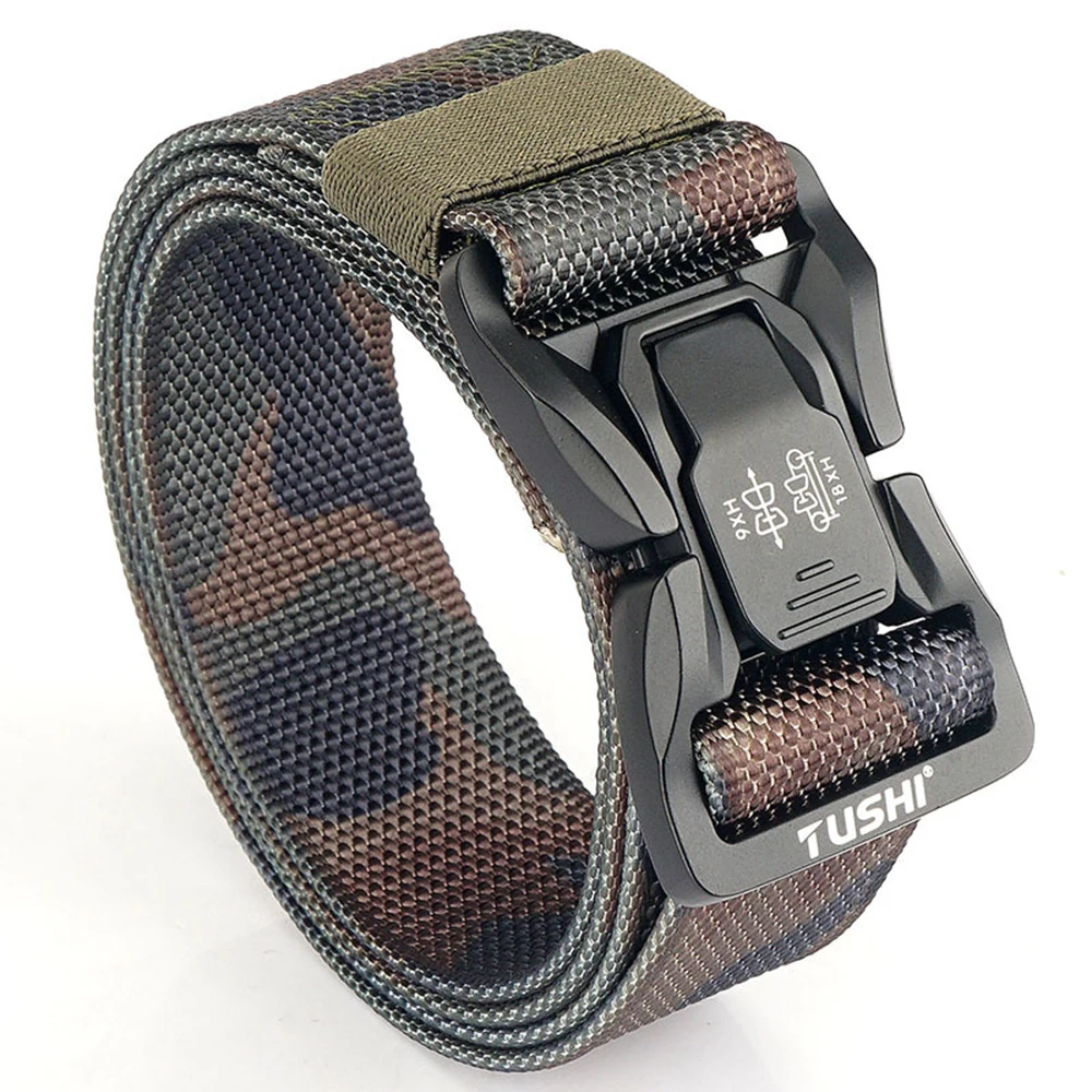 TUSHI Men's Tactical Belt Army Outdoor Hunting Tactical Military Canvas Multi Function Combat Survival High Quality Marine Corps