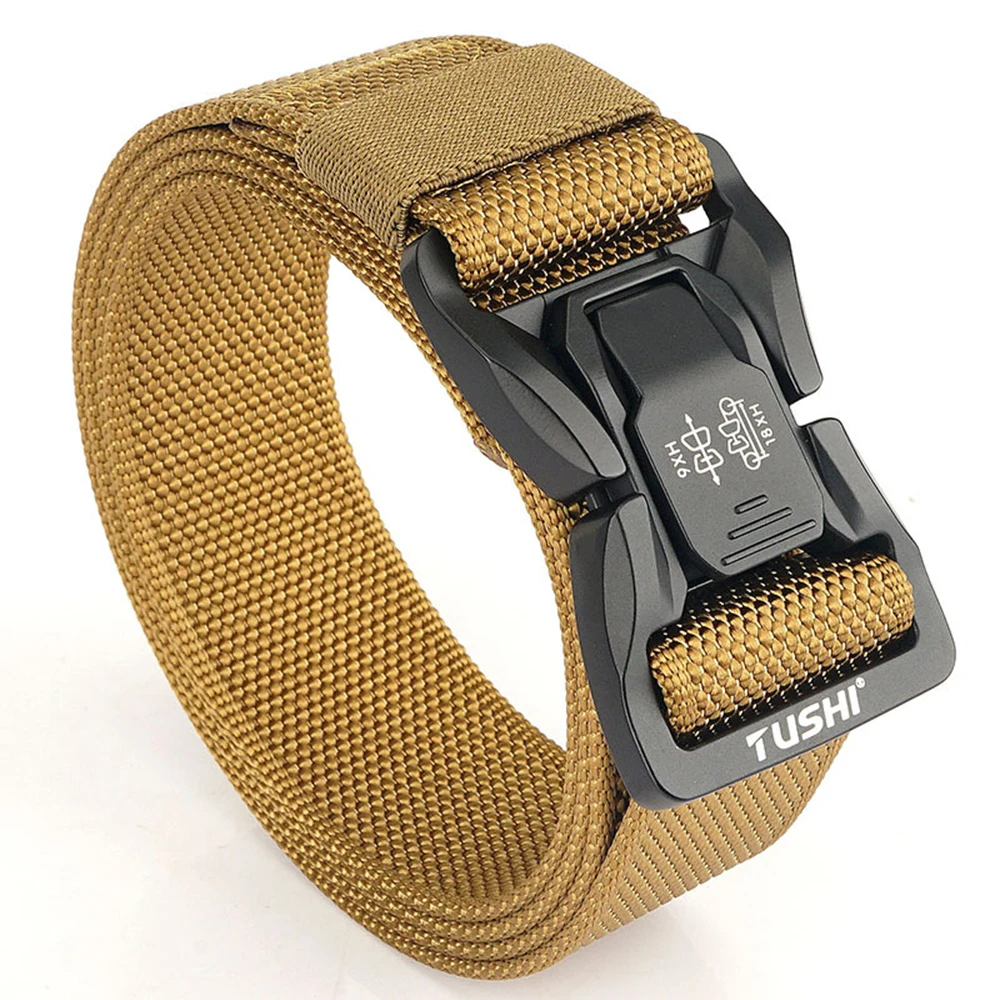 TUSHI Men's Tactical Belt Army Outdoor Hunting Tactical Military Canvas Multi Function Combat Survival High Quality Marine Corps