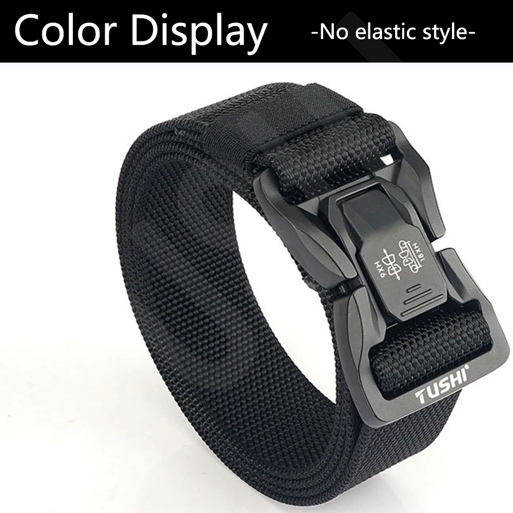 TUSHI Men's Tactical Belt Army Outdoor Hunting Tactical Military Canvas Multi Function Combat Survival High Quality Marine Corps