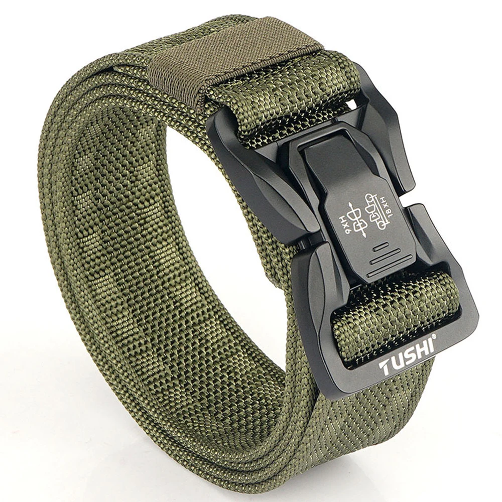 TUSHI Men's Tactical Belt Army Outdoor Hunting Tactical Military Canvas Multi Function Combat Survival High Quality Marine Corps