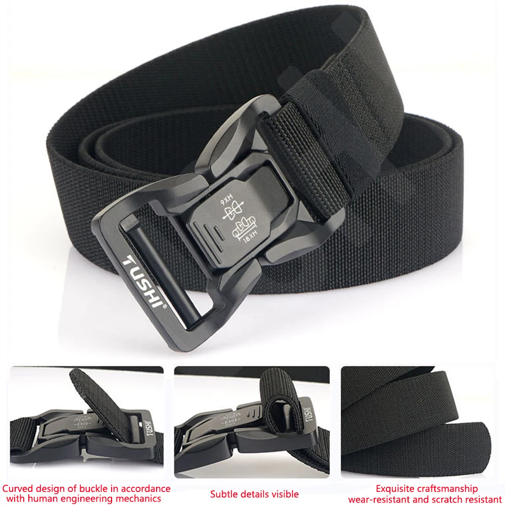 TUSHI Men's Tactical Belt Army Outdoor Hunting Tactical Military Canvas Multi Function Combat Survival High Quality Marine Corps