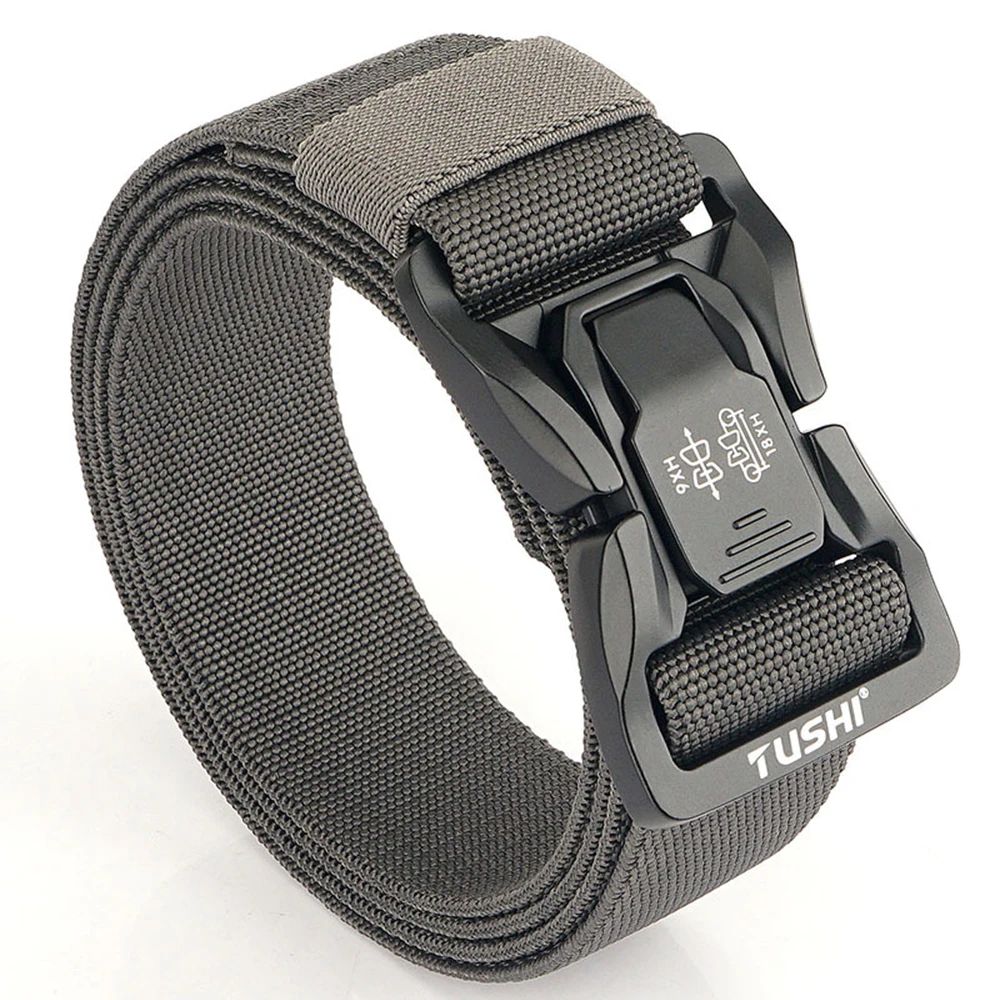 TUSHI Men's Tactical Belt Army Outdoor Hunting Tactical Military Canvas Multi Function Combat Survival High Quality Marine Corps