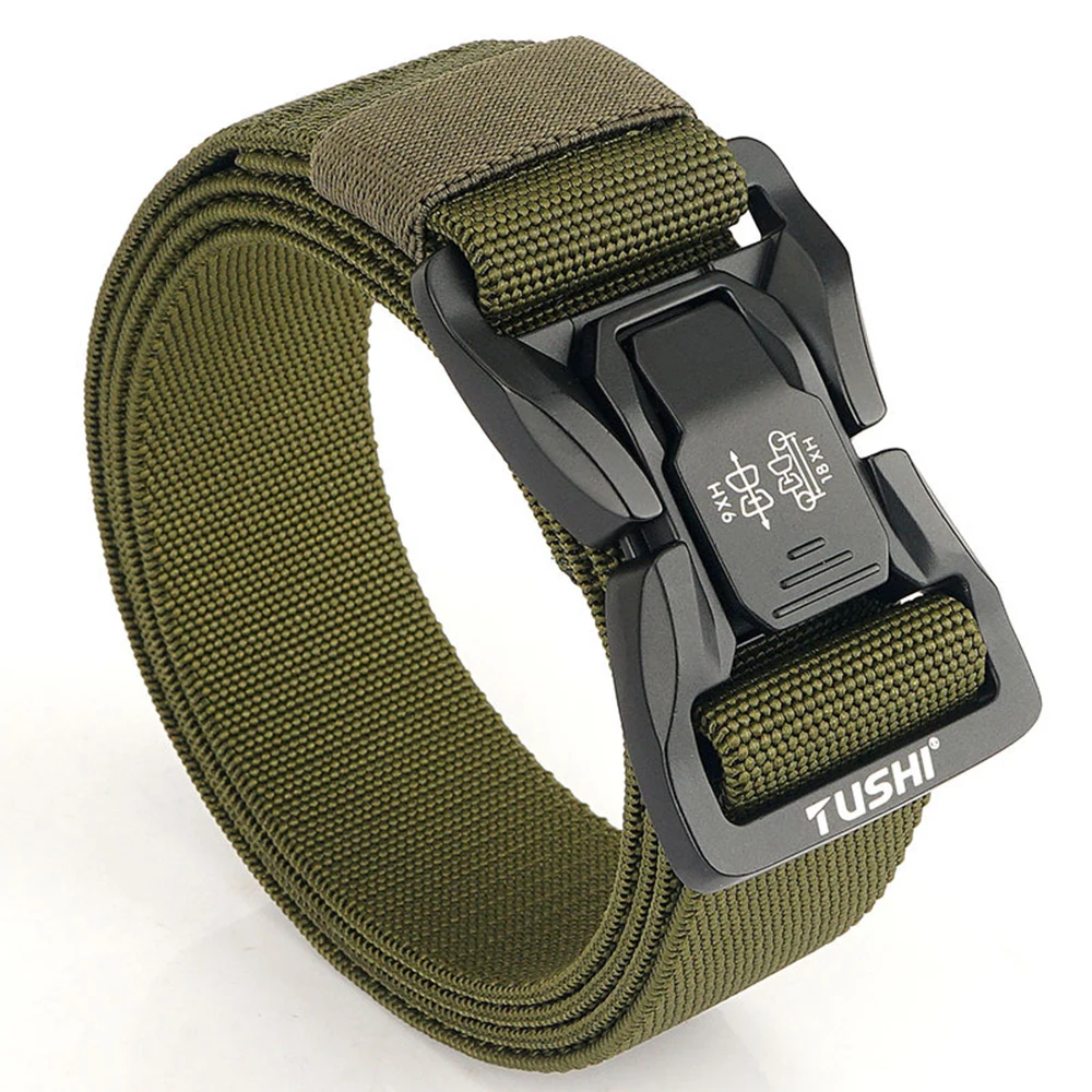 TUSHI Men's Tactical Belt Army Outdoor Hunting Tactical Military Canvas Multi Function Combat Survival High Quality Marine Corps