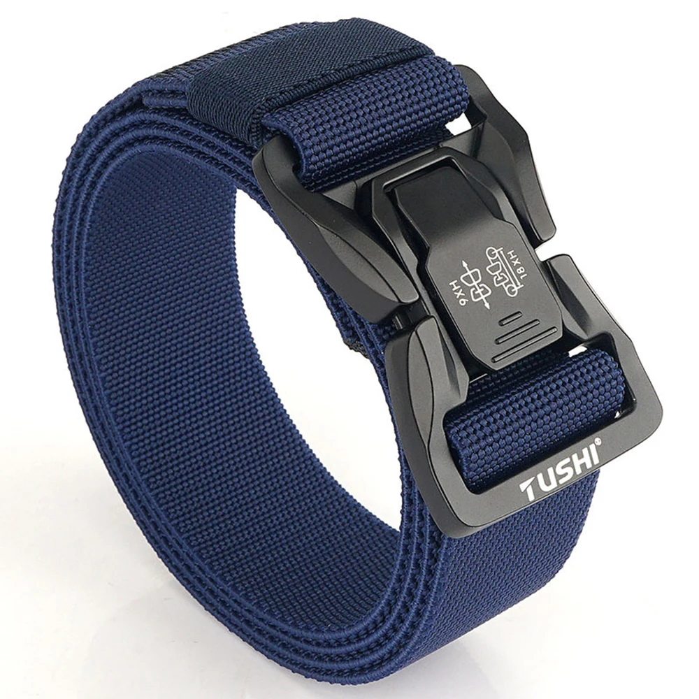 TUSHI Men's Tactical Belt Army Outdoor Hunting Tactical Military Canvas Multi Function Combat Survival High Quality Marine Corps