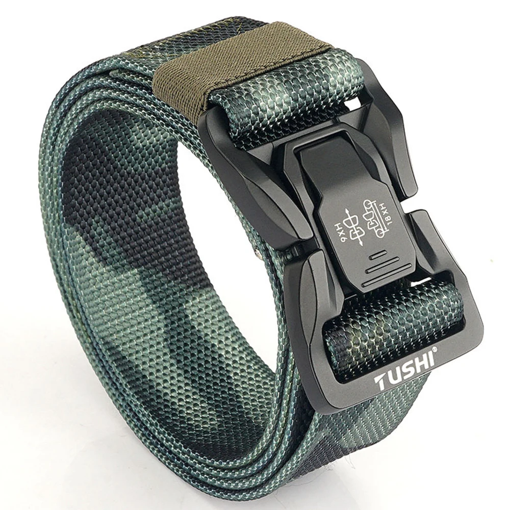 TUSHI Men's Tactical Belt Army Outdoor Hunting Tactical Military Canvas Multi Function Combat Survival High Quality Marine Corps