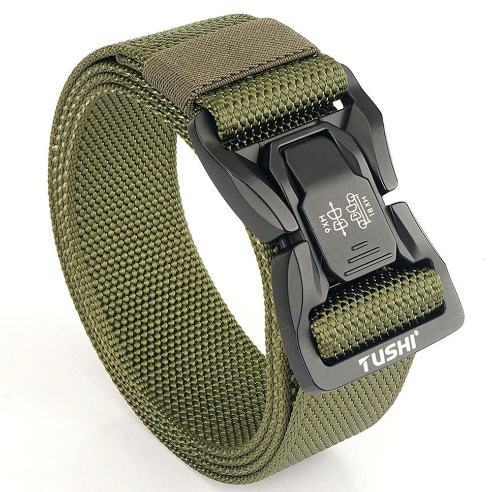 TUSHI Men's Tactical Belt Army Outdoor Hunting Tactical Military Canvas Multi Function Combat Survival High Quality Marine Corps