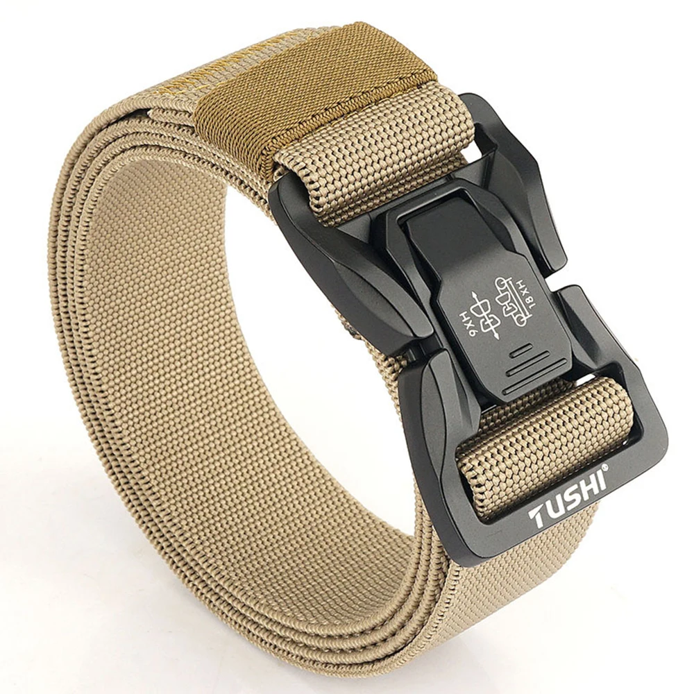 TUSHI Men's Tactical Belt Army Outdoor Hunting Tactical Military Canvas Multi Function Combat Survival High Quality Marine Corps