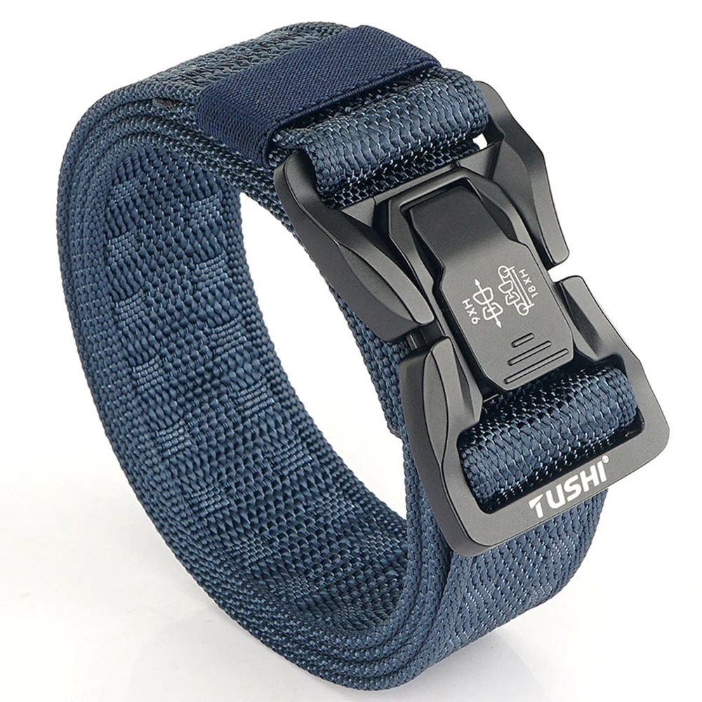 TUSHI Men's Tactical Belt Army Outdoor Hunting Tactical Military Canvas Multi Function Combat Survival High Quality Marine Corps