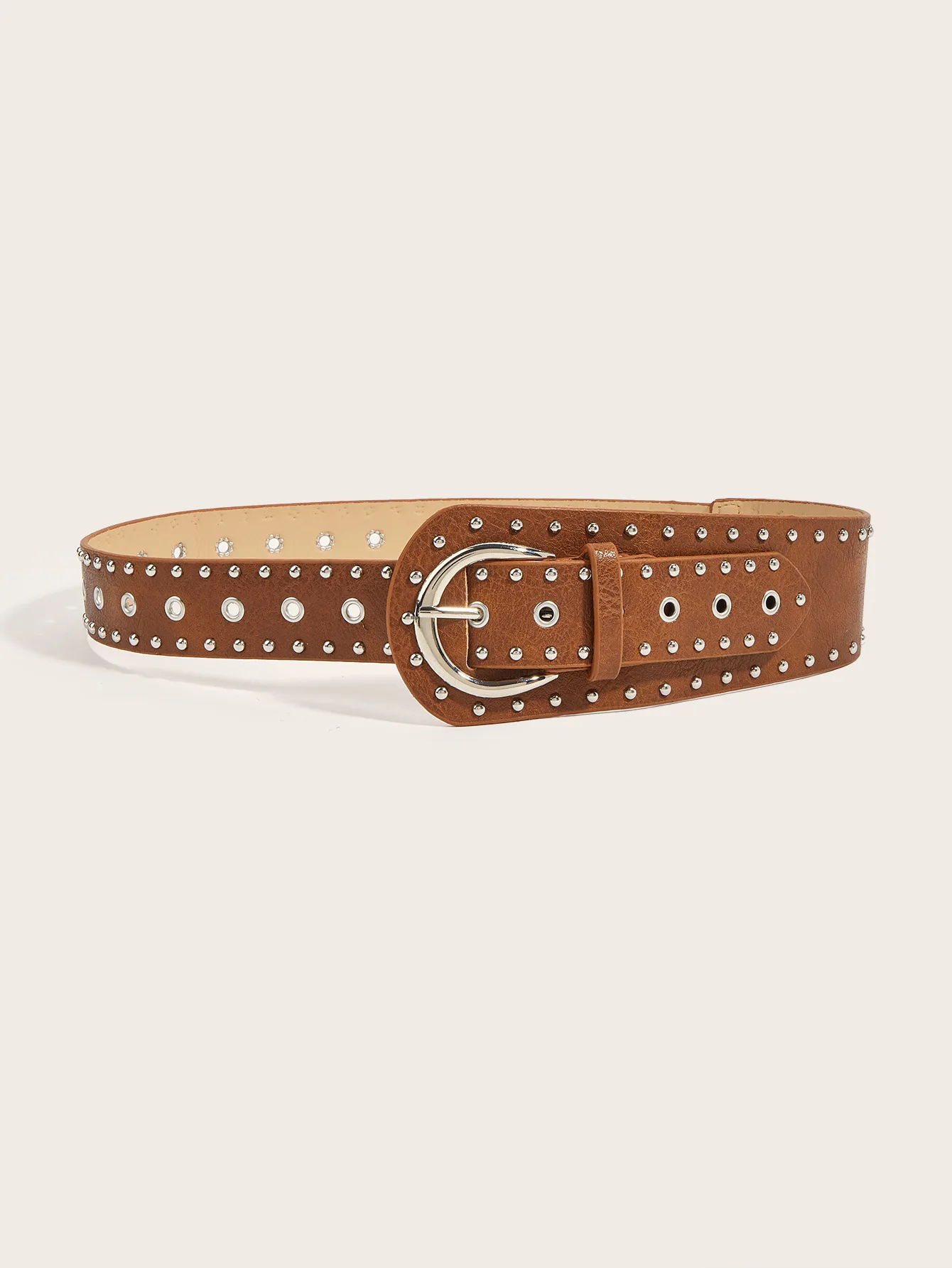 Fashion Women Black PU Leather Belt with Rivets Studded for Jeans Dress Skirts Shirts Decoration Punk Gothic Waist Strap Band