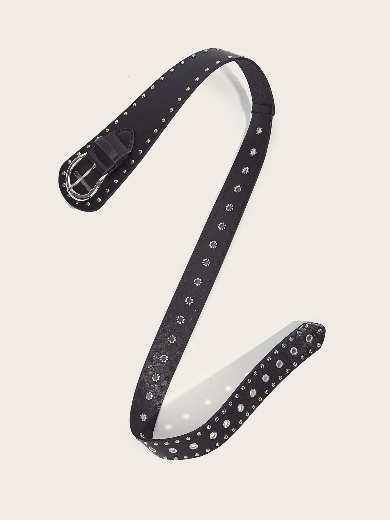 Fashion Women Black PU Leather Belt with Rivets Studded for Jeans Dress Skirts Shirts Decoration Punk Gothic Waist Strap Band