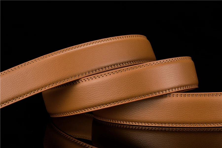 Plyesxale Genuine Leather Belt Men High Quality Ratchet Dress Belt With Automatic Buckle Blue Red Light Brown Mens Belts B36