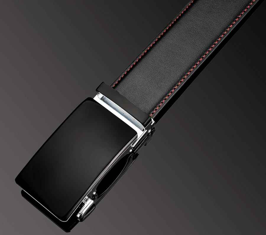 Plyesxale Genuine Leather Belt Men High Quality Ratchet Dress Belt With Automatic Buckle Blue Red Light Brown Mens Belts B36