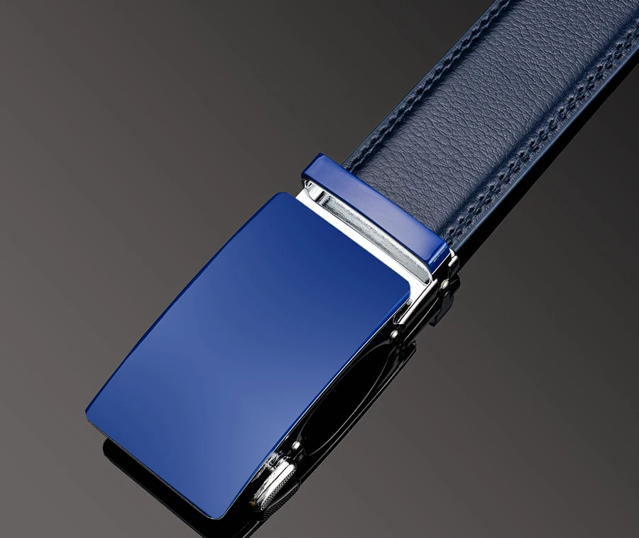Plyesxale Genuine Leather Belt Men High Quality Ratchet Dress Belt With Automatic Buckle Blue Red Light Brown Mens Belts B36