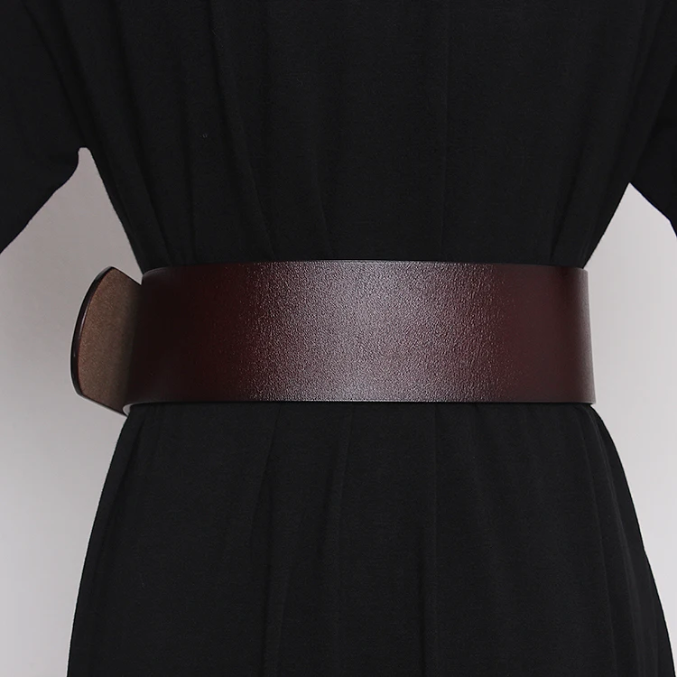 2025 Women's Genuine Leather Retro Copper Pin Buckle Wide Waist Seal Dress Decoration Corset Belts for Women Ladies Waist Belt