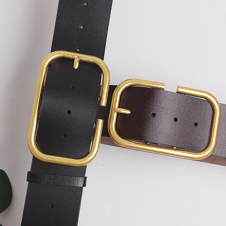 2025 Women's Genuine Leather Retro Copper Pin Buckle Wide Waist Seal Dress Decoration Corset Belts for Women Ladies Waist Belt